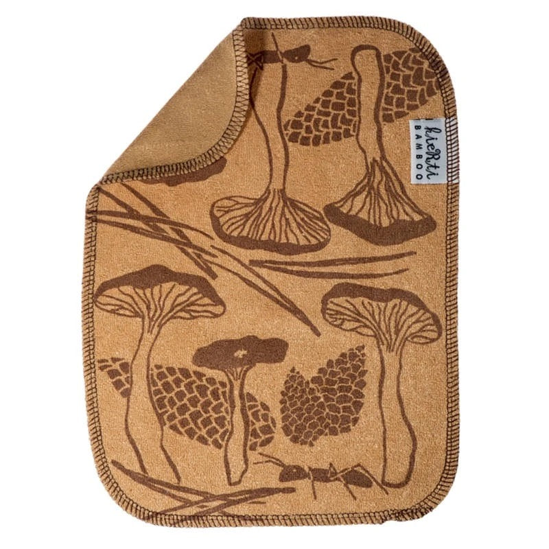 Bambuinen tiskirätti "Sienimetsä" Keltainen