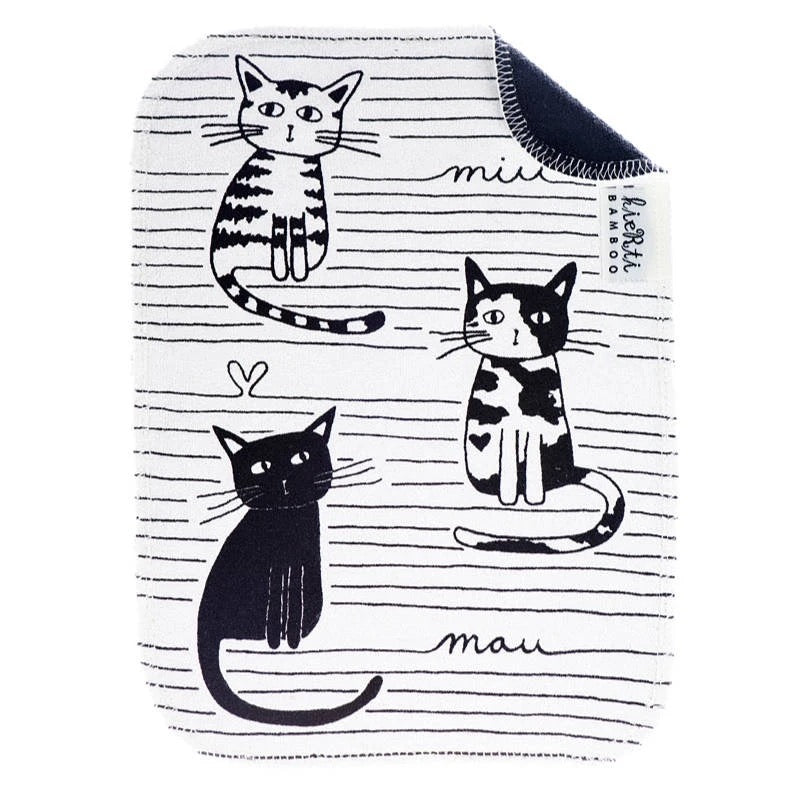 Bambuinen tiskirätti "Miu mau" musta