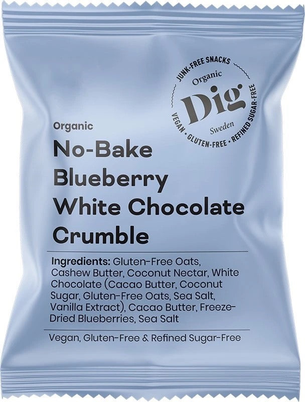 Mustikka-valkosuklaacrumble 35 g, Dig